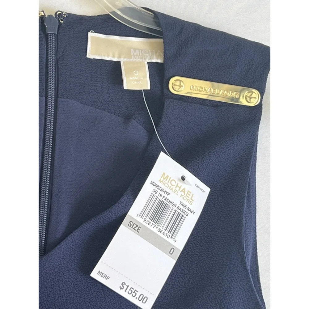 Michael Michael Kors Navy Blue Wide Leg Belted Jumpsuit MU98Z3D4YP Size 0 NWT